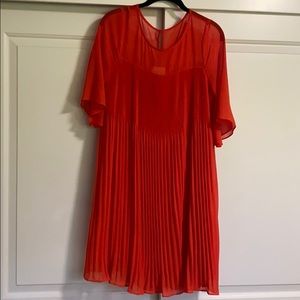 Anthropologie Maeve Pleated Flutter Sleeve Dress